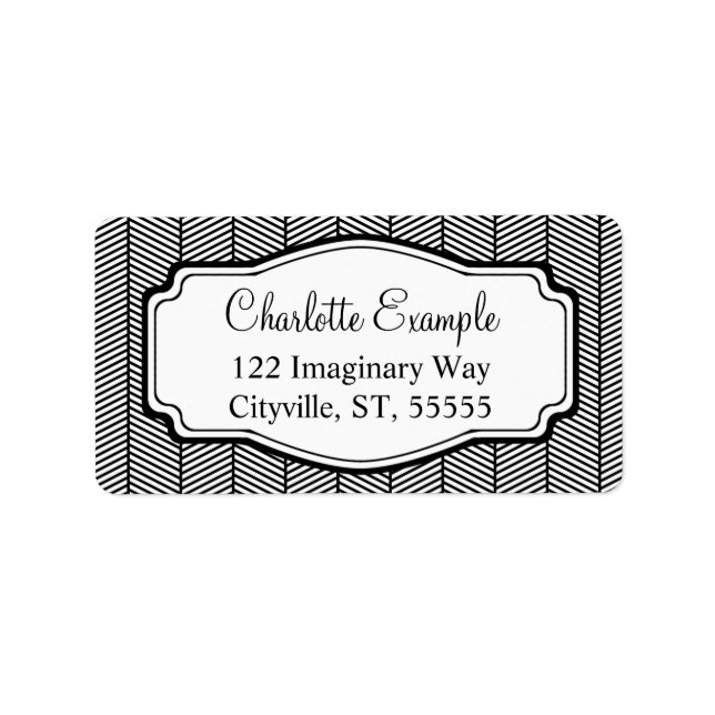 Black White Herringbone Classic Custom Label (Front)