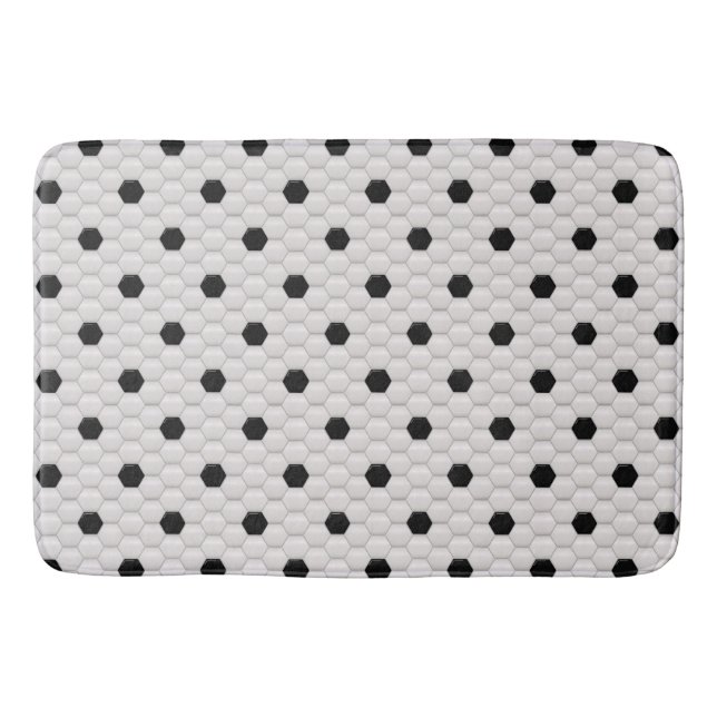 Black & White Hexagon Tile Look Mat (Front)