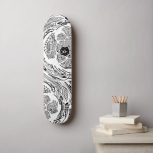 Black White Hippie Spiral Skateboard