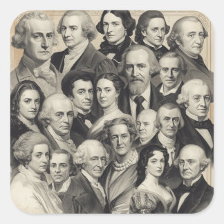 Black & White Historical Figures and Leaders Paint Square Sticker