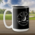 Black White Hole in One Golf Ball And Clubs Custom Two-Tone Coffee Mug<br><div class="desc">Personalise the name,  location,  hole number and date to create a great keepsake to celebrate that fantastic hole-in-one. Designed by Thisisnotme©</div>