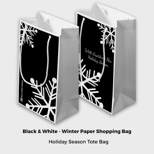 Black & White Holiday Motto Company Logo Name Small Gift Bag (Black & White Holiday Motto Company Logo Name Small Gift Bag)