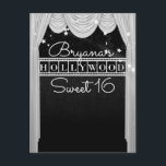 Black & White HOLLYWOOD Curtains Elegant Party Announcement Postcard<br><div class="desc">Black & White HOLLYWOOD Curtains Elegant Party Postcard. Customise with any text. Matching items are available.</div>