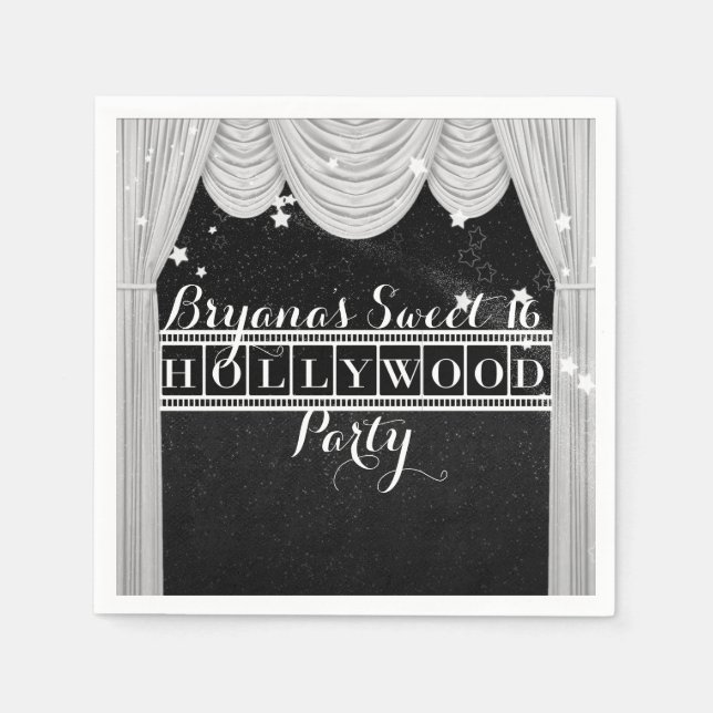 Black & White HOLLYWOOD Curtains Elegant Party Napkin (Front)