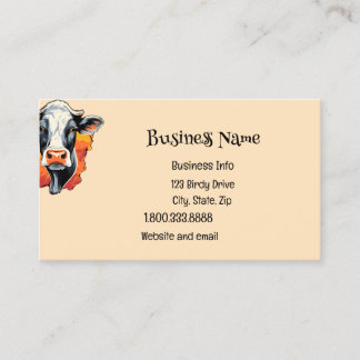 Black White Holstein, Cow farm animal, graphic art Business Card