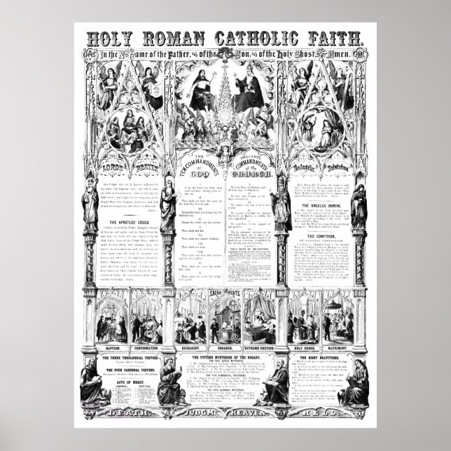 Black/White Holy Roman Catholic Faith Infographic Poster (Front)