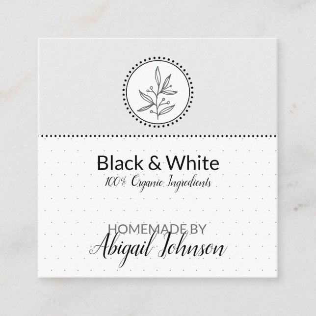 Black & White Homemade Bath & Body Label | Tag (Front)