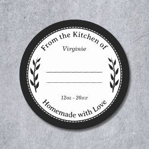 Black & White Homemade with Love Label Sticker