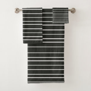 Black White Horizontal Stripes Minimalist Decor Bath Towel Set