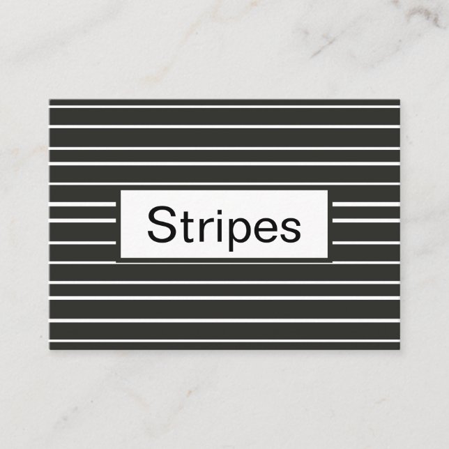 Black White Horizontal Stripes Minimalist Decor Business Card (Front)