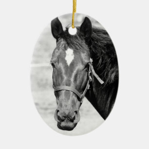 Black White Horse Ceramic Tree Decoration