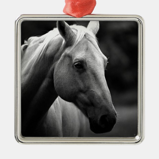 Black White Horse Metal Tree Decoration (Front)