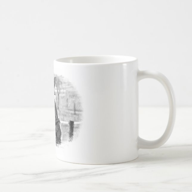 Black White Horse Sketch Coffee Mug (Right)