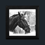 Black White Horse Sketch Gift Box<br><div class="desc">Horse Head Art - Horse Face - Modern Digital Animal Art</div>