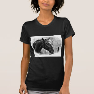 Black White Horse Sketch T-Shirt