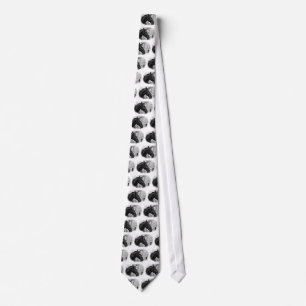 Black White Horse Sketch Tie