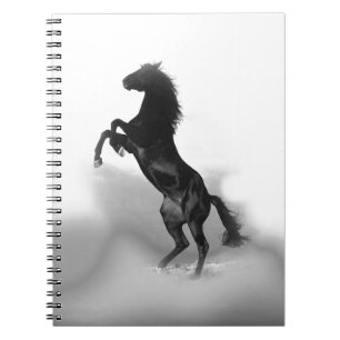 Black White Horse Spiral Notebook