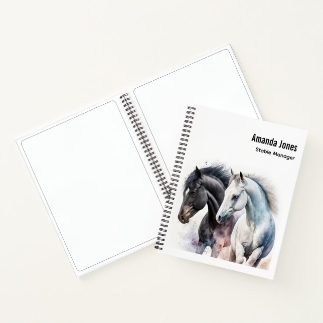 Black & White Horses in Watercolor Notebook (Inside)
