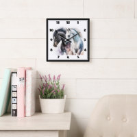 Black & White Horses in Watercolor
