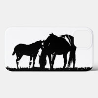 Black White Horses Silhouette
