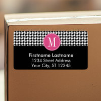 Black White Hot Pink Houndstooth Pattern Monogram