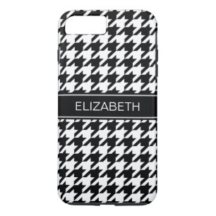 Black White Houndstooth #2 Black Name Monogram Case-Mate iPhone Case