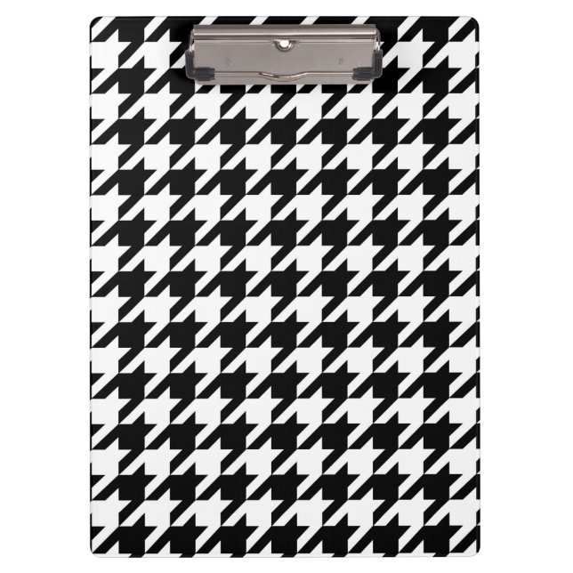 Black White Houndstooth Check Clipboard (Front)