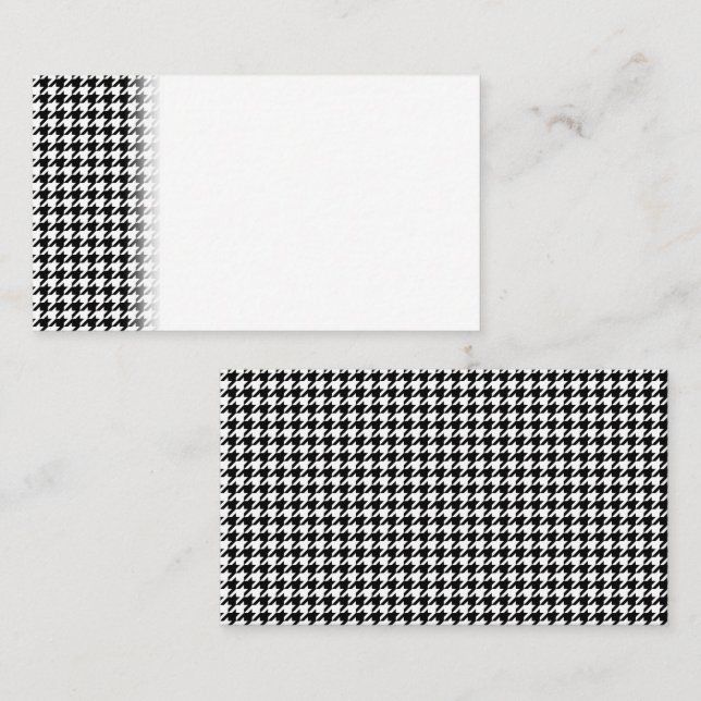 Black White Houndstooth Check Tissue Place Card (Front/Back)