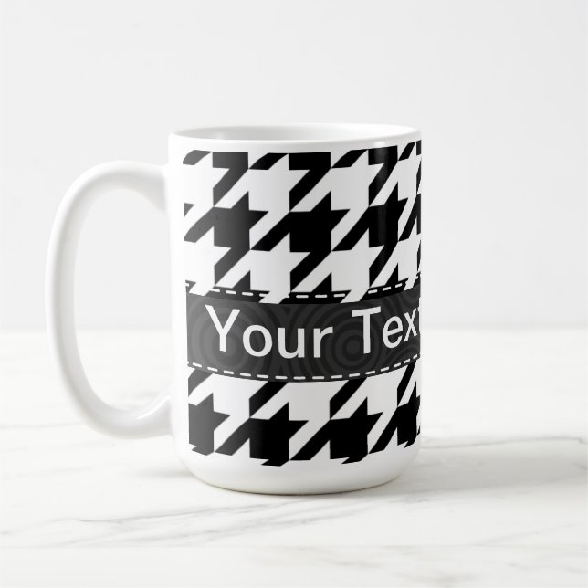 Black & White Houndstooth Coffee Mug (Left)