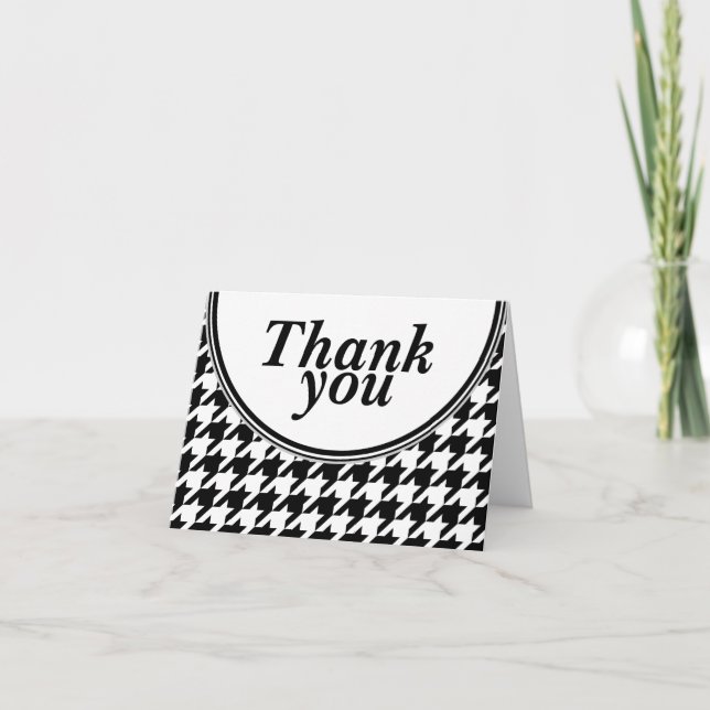 Black & White Houndstooth custom Thank You card (Front)