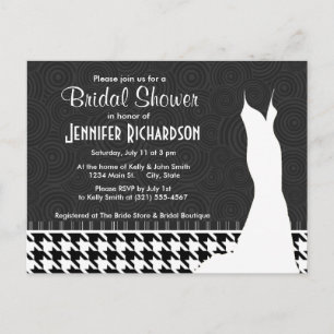 Black & White Houndstooth Invitation Postcard