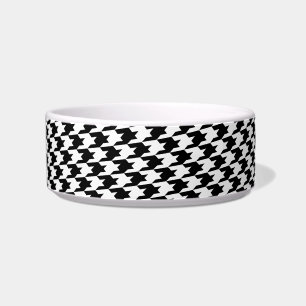 Black & White Houndstooth Monogram Small Dog Bowl