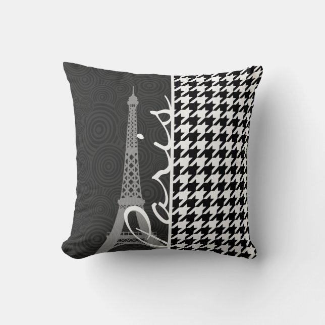 Black & White Houndstooth; Paris Cushion (Front)