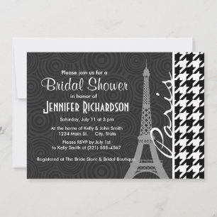 Black & White Houndstooth; Paris Invitation