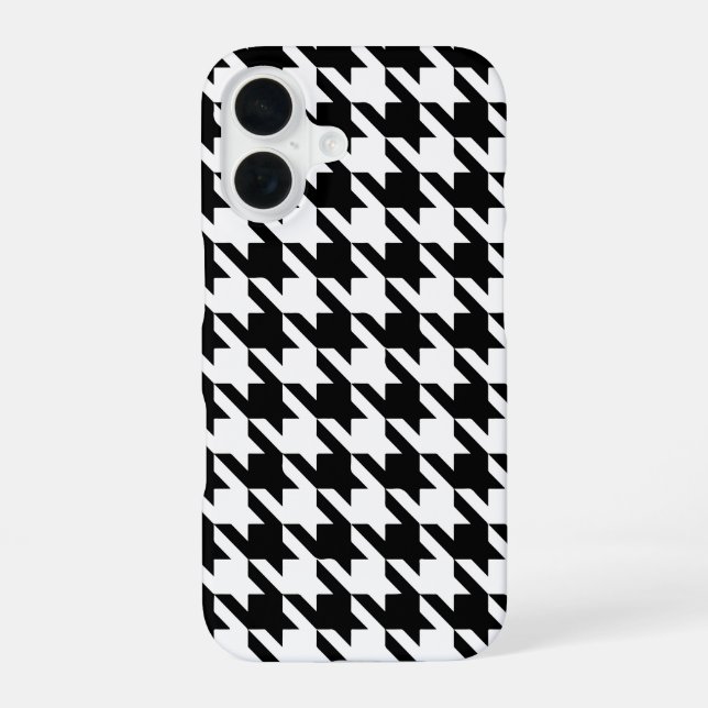 Black White Houndstooth Pattern iPhone 16 Case (Back)
