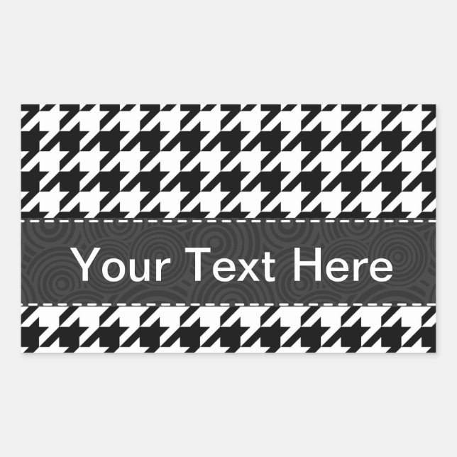Black & White Houndstooth Rectangular Sticker (Front)