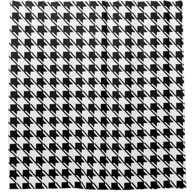 Black White Houndstooth Shower Curtain (Front)