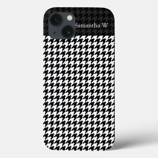 Black/White Houndstooth Stylish Fashion Designer Case-Mate iPhone Case (Back)