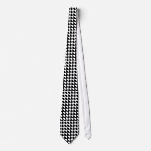 Black/White Houndstooth Stylish Fashion Designer Tie