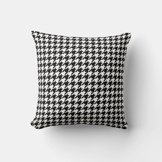 Black White Houndstooth Tissue Abstract Figures Cushion (Front)