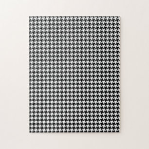 Black White Houndstooth Tissue Abstract Figures Jigsaw Puzzle