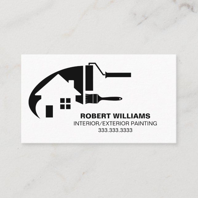 Black White House Painter Professional Business Card (Front)