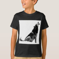 Black White Howling Wolf