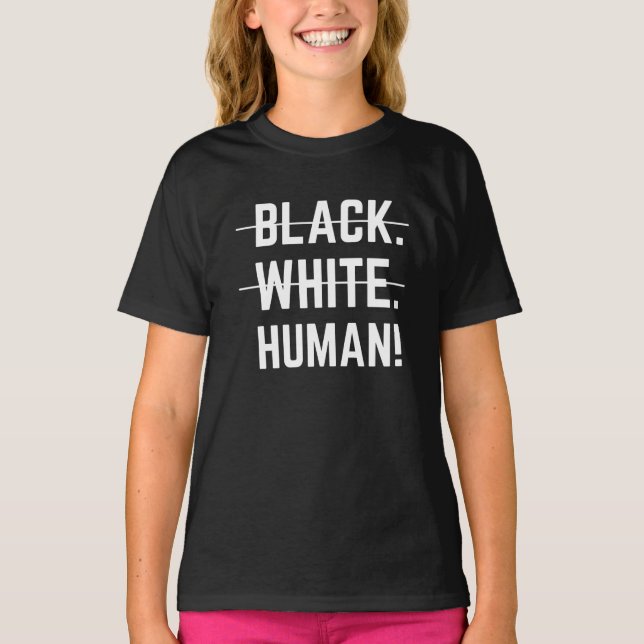 Black White Human T-Shirt (Front)