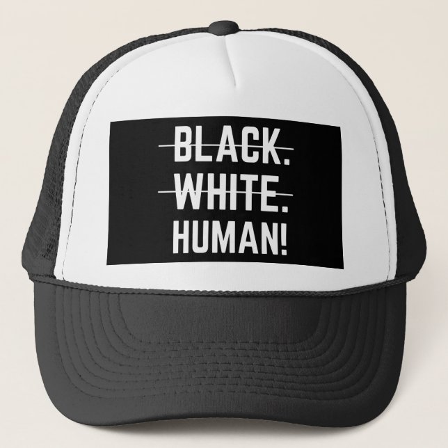 Black White Human Trucker Hat (Front)