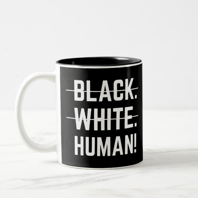 Black White Human Two-Tone Coffee Mug (Left)