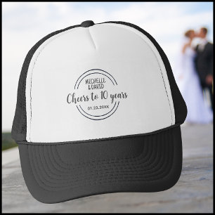 Black & White Husbands 10th Wedding Anniversary Trucker Hat