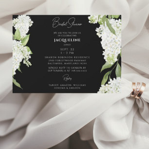 Black White Hydrangeas Bridal Shower II Invitation