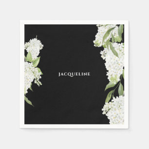 Black White Hydrangeas Bridal Shower  Napkin