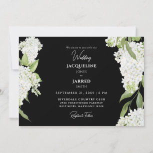 Black White Hydrangeas Wedding Invitation